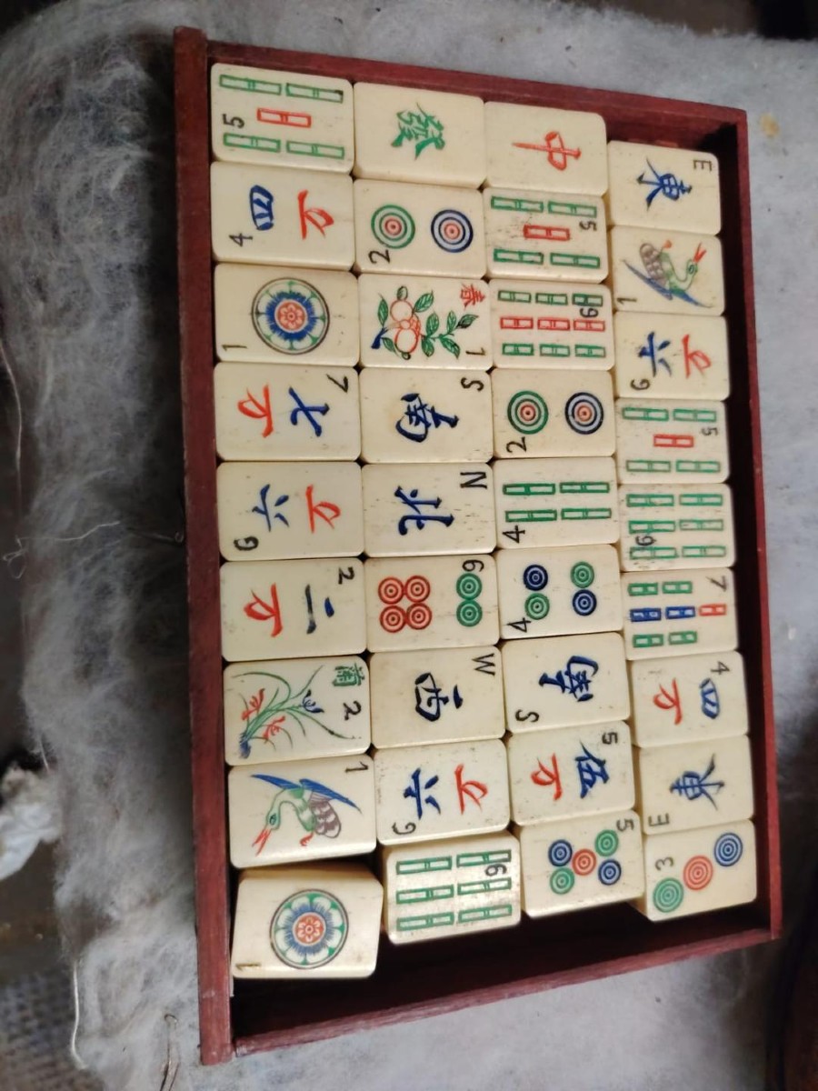 scatola antica set gioco mahjong primi 900-photo-3