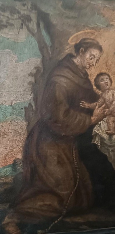 Dipinto olio su rame raffigurante Sant'Antonio da Padova con Bambino ,Inizi XVIII secolo-photo-2