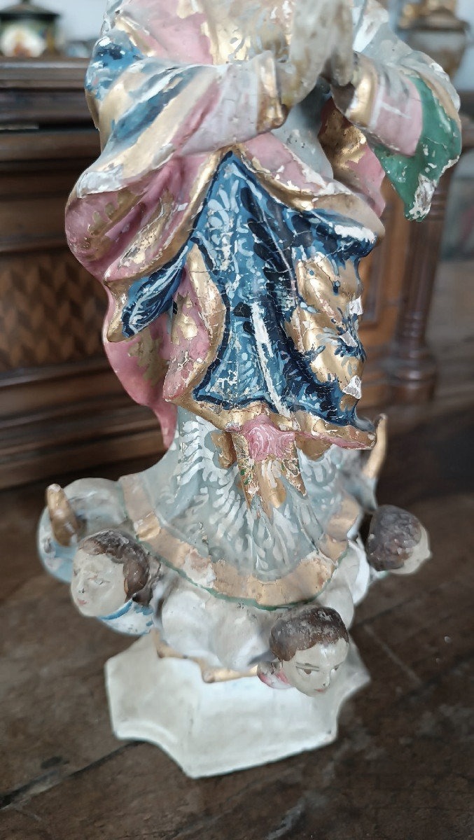 antica piccola scultura in legno ,madonna immacolata  XIX secolo-photo-1