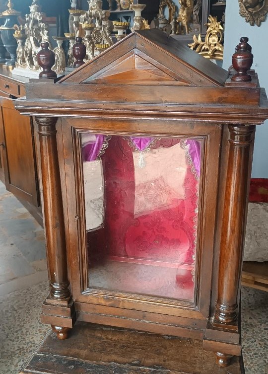 Antica Piccola vetrinetta - teca - noce -xix secolo