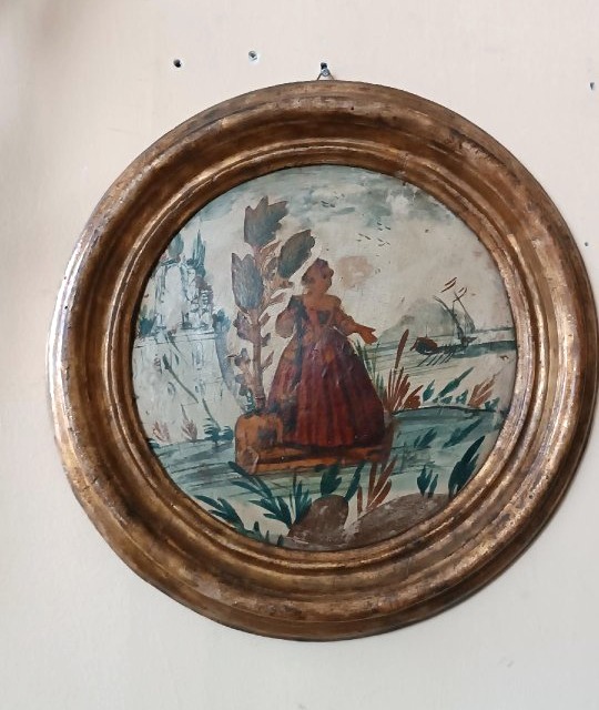 Antica coppia dipinti tecnica ( arte povera ) venezia XVIII secolo-photo-3