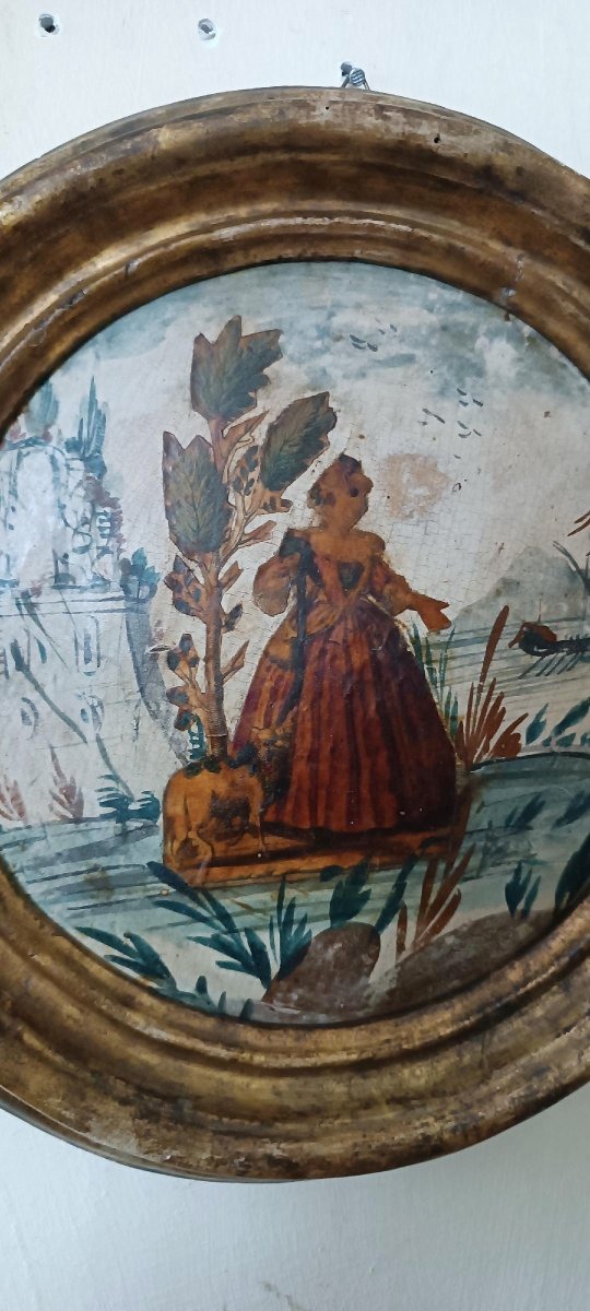 Antica coppia dipinti tecnica ( arte povera ) venezia XVIII secolo-photo-4