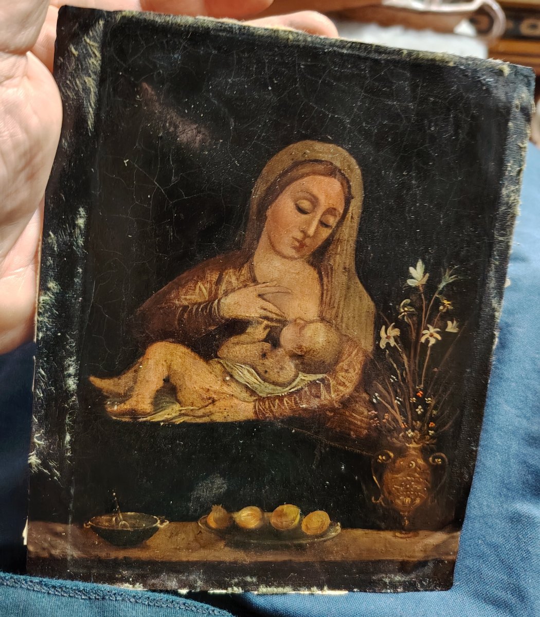 Madonna del latte  dipinto su rame del XVIII secolo (Italia)-photo-4