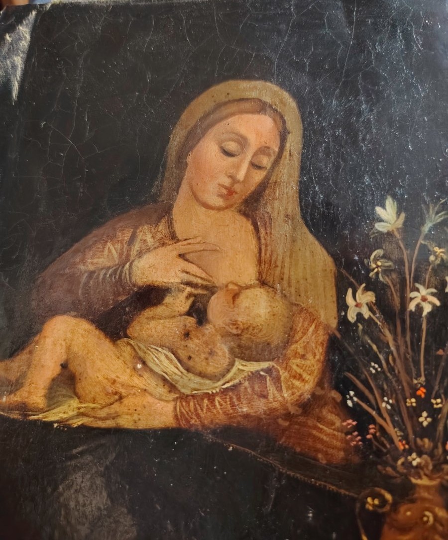 Madonna del latte  dipinto su rame del XVIII secolo (Italia)-photo-1
