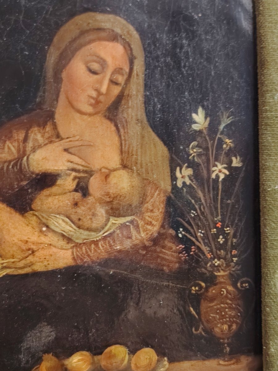 Madonna del latte  dipinto su rame del XVIII secolo (Italia)-photo-3
