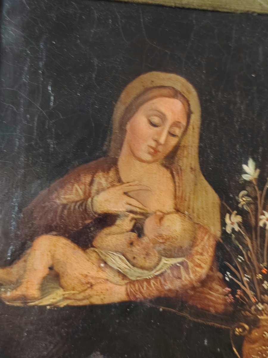 Madonna del latte  dipinto su rame del XVIII secolo (Italia)-photo-4
