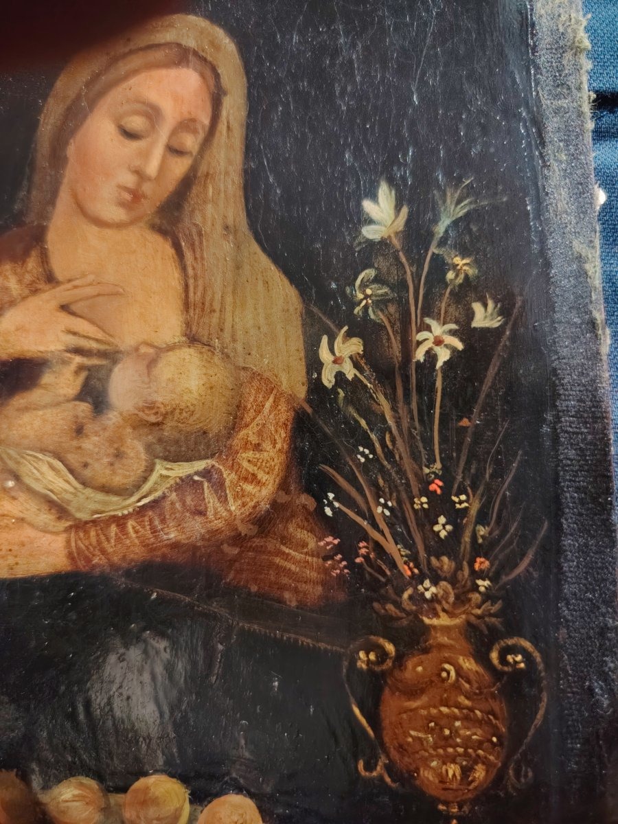 Madonna del latte  dipinto su rame del XVIII secolo (Italia)-photo-6