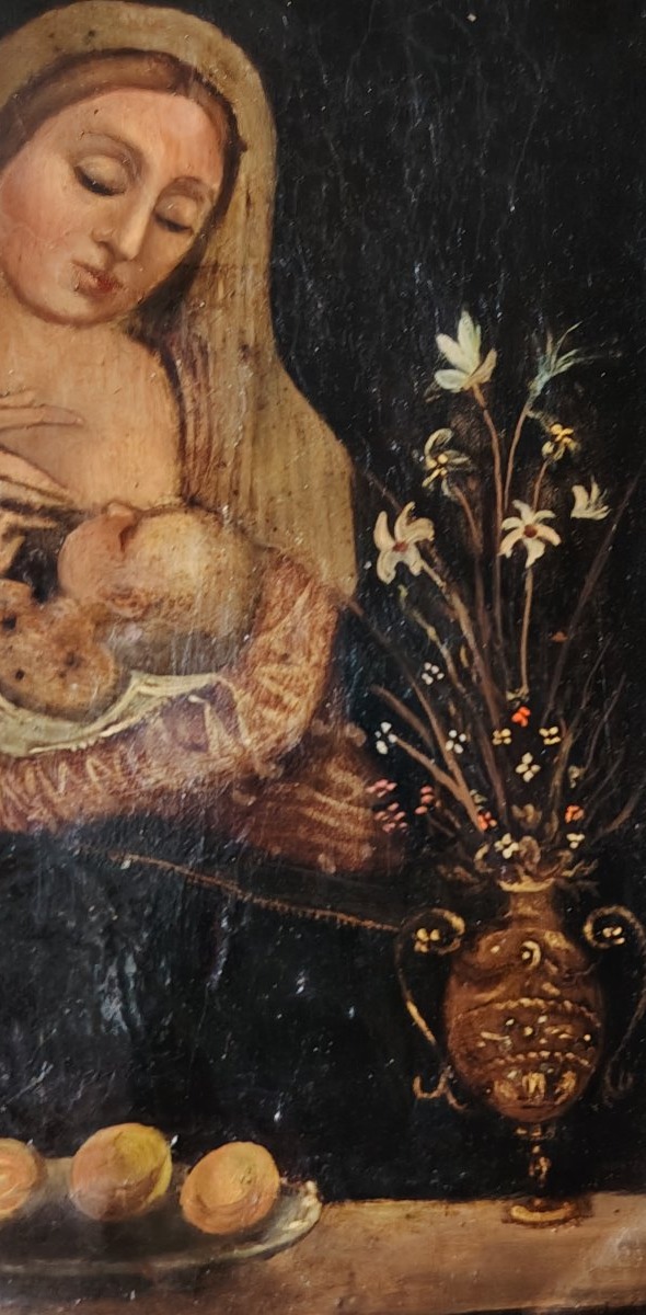 Madonna del latte  dipinto su rame del XVIII secolo (Italia)-photo-7