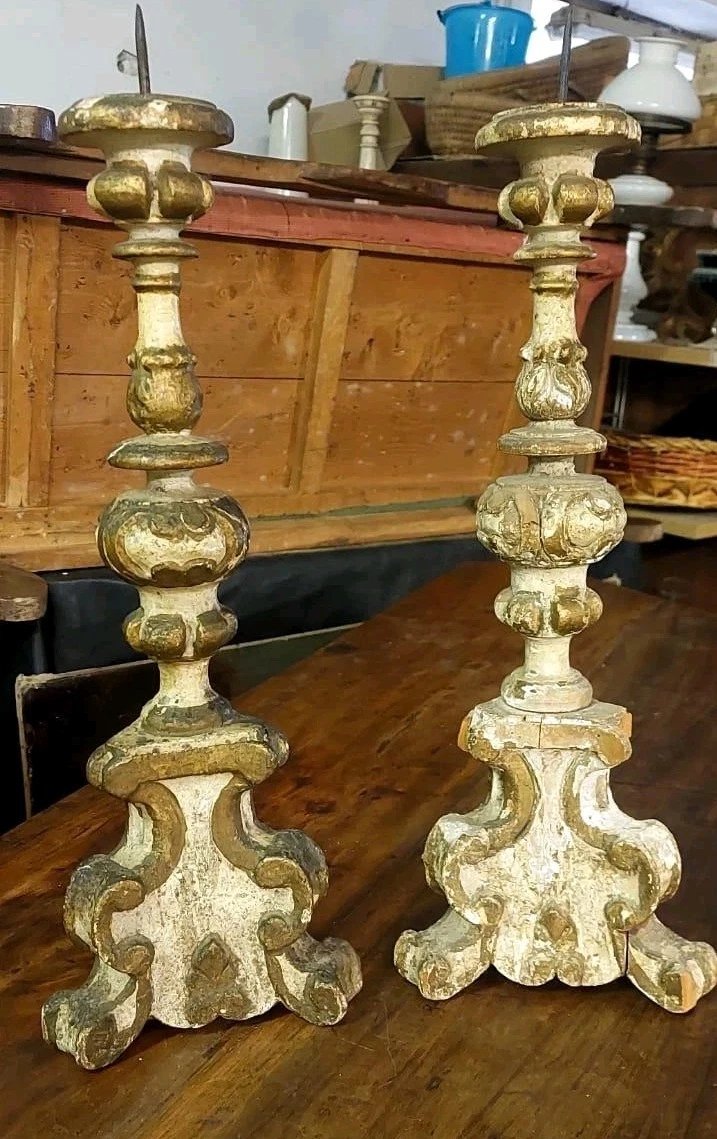 Antica coppia candelieri FINE XVII secolo Luigi XIV barocco-photo-2