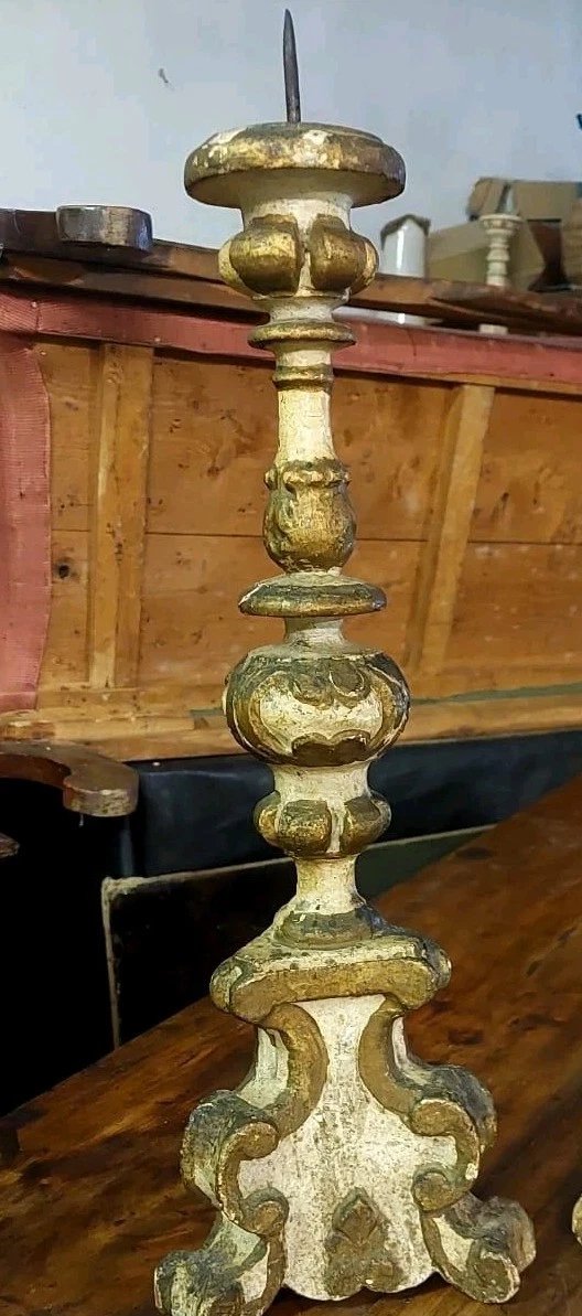 Antica coppia candelieri FINE XVII secolo Luigi XIV barocco-photo-3