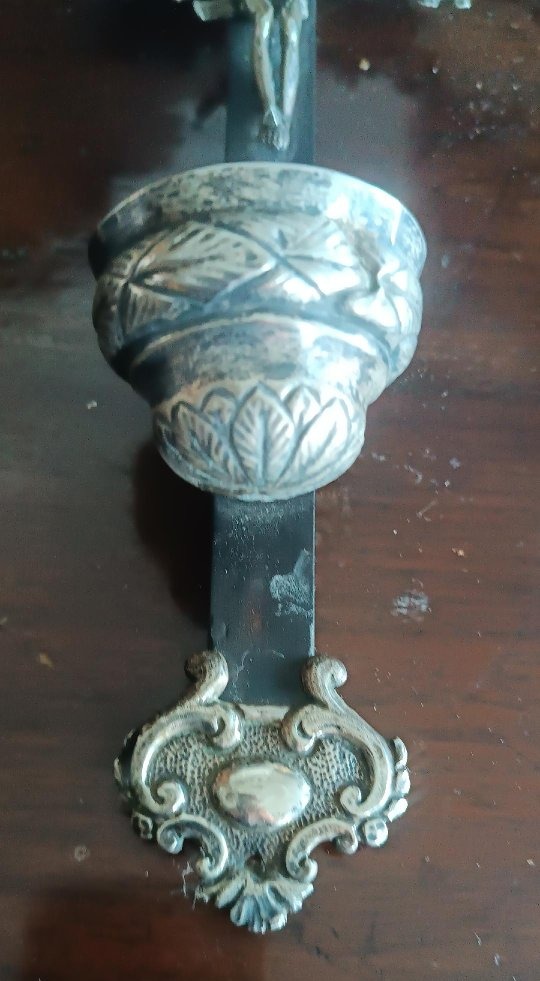 Antico crocifisso ,acquasantiera ,in argento XIX secolo Napoli-photo-6