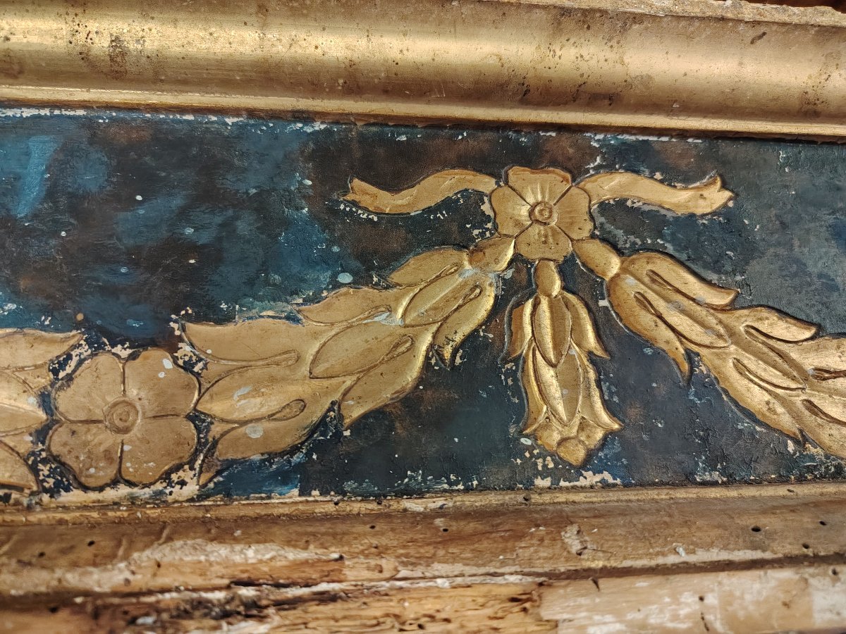 Antica baselegno intagliato e dorato  lacca blù XVII secolo-photo-1