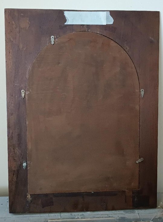 Pannello intarsiato ,cornice intarsiata ,primi 900 Italia ,sposalizio della vergine da Raffaell-photo-7