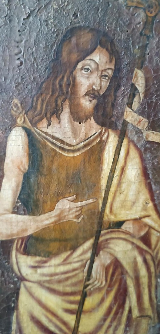 Dipinto su tavola scuola cretese XVIII secolo-San Giovanni Battista-photo-1