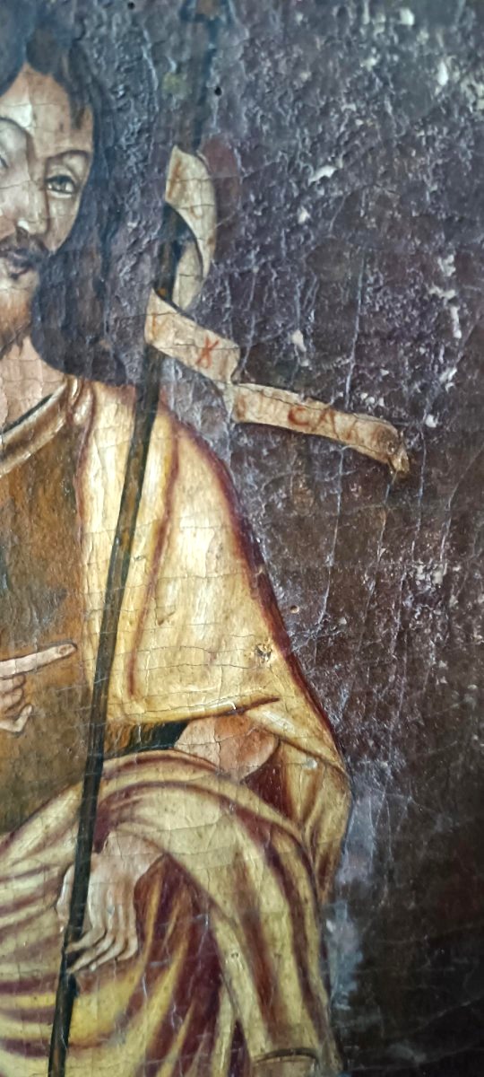 Dipinto su tavola scuola cretese XVIII secolo-San Giovanni Battista-photo-2
