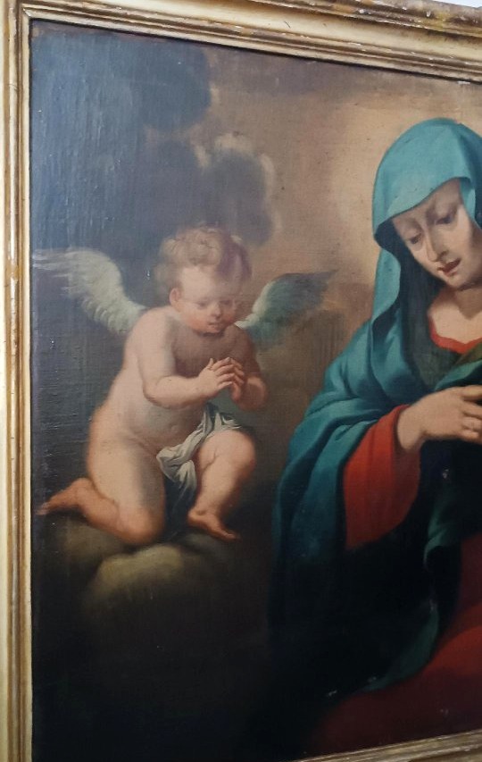 Grande antico dipinto-olio su tela raffigurazione Madonna addolorata -periodo BAROCCO-photo-4