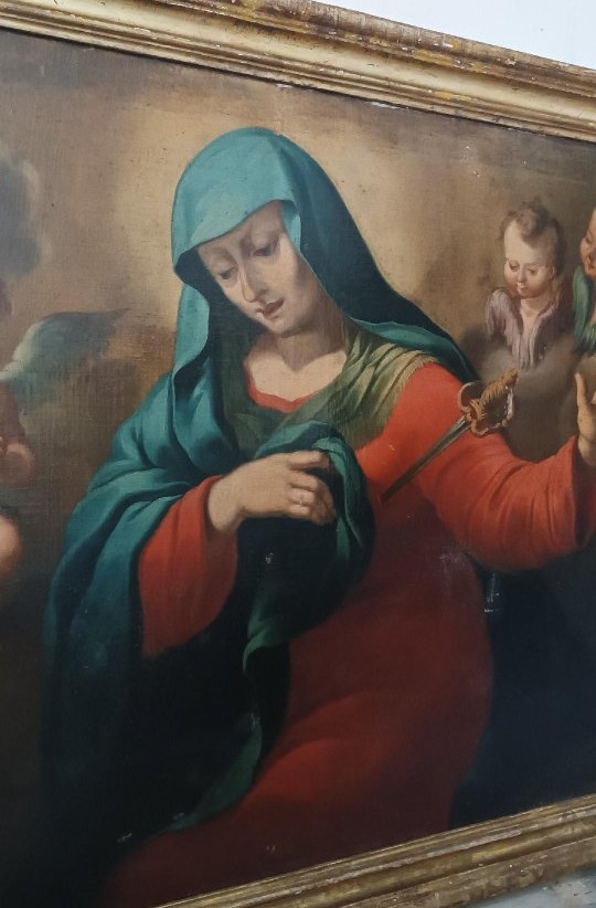 Grande antico dipinto-olio su tela raffigurazione Madonna addolorata -periodo BAROCCO-photo-6