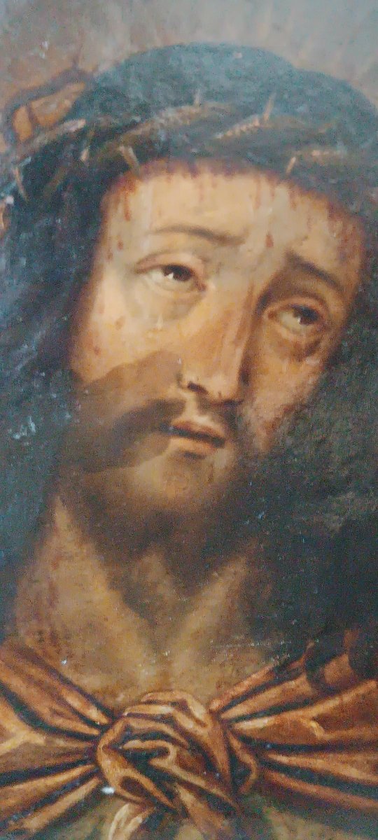 Antico dipinto su rame ,cristo Ecce homo -photo-4