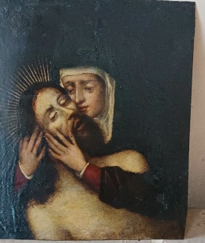 Antico dipinto su rame XVII secolo-Maria con cristo --photo-4