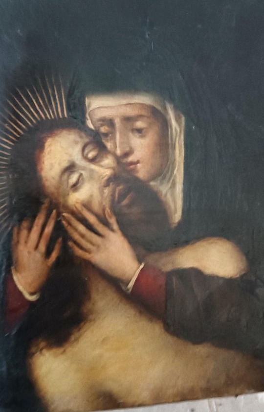 Antico dipinto su rame XVII secolo-Maria con cristo --photo-2