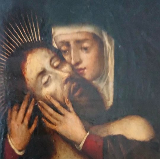 Antico dipinto su rame XVII secolo-Maria con cristo --photo-3