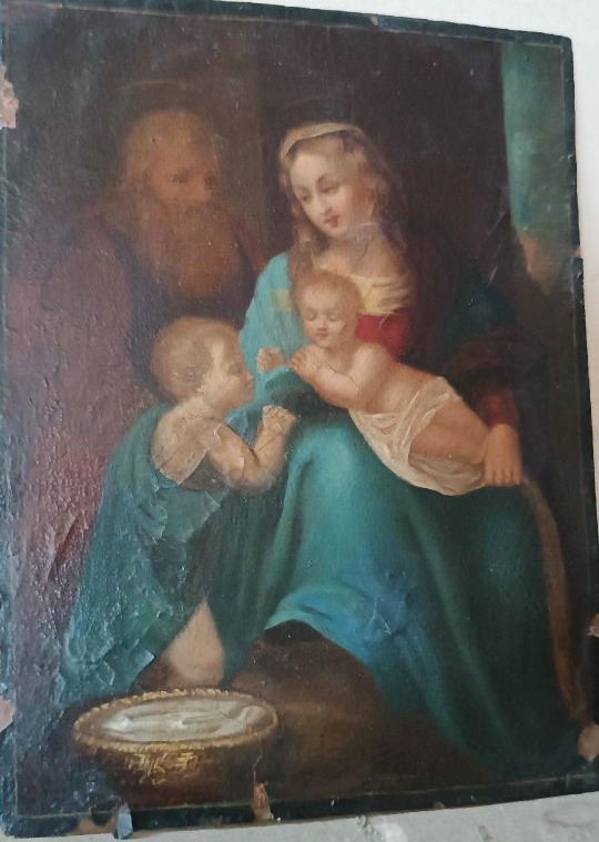 Antico dipinto su rame-sacra famiglia--photo-3