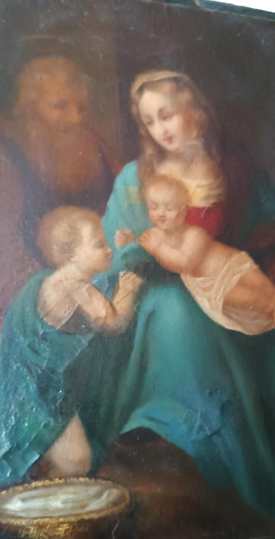 Antico dipinto su rame-sacra famiglia--photo-3