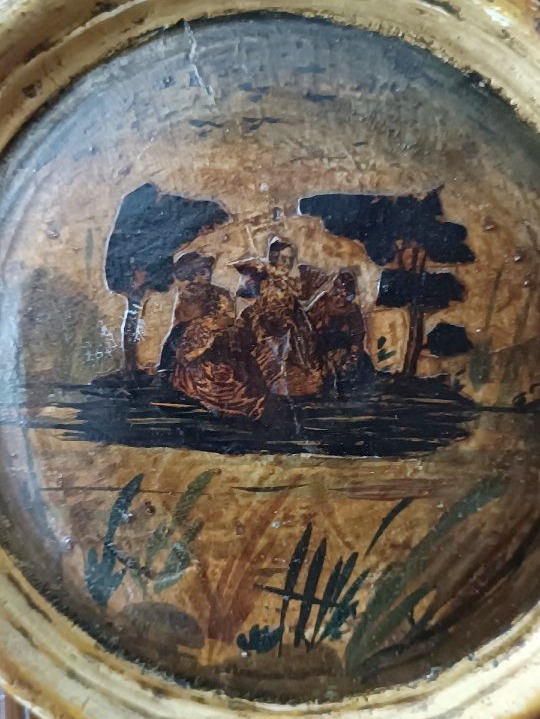 Antico dipinto su tavola tecnica ( arte povera ) venezia XVIII secolo-photo-1