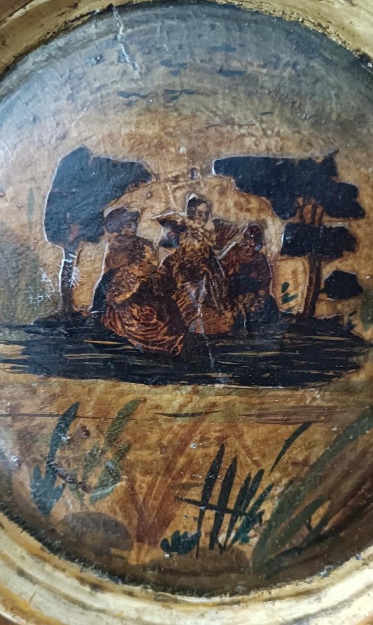 Antico dipinto su tavola tecnica ( arte povera ) venezia XVIII secolo-photo-2