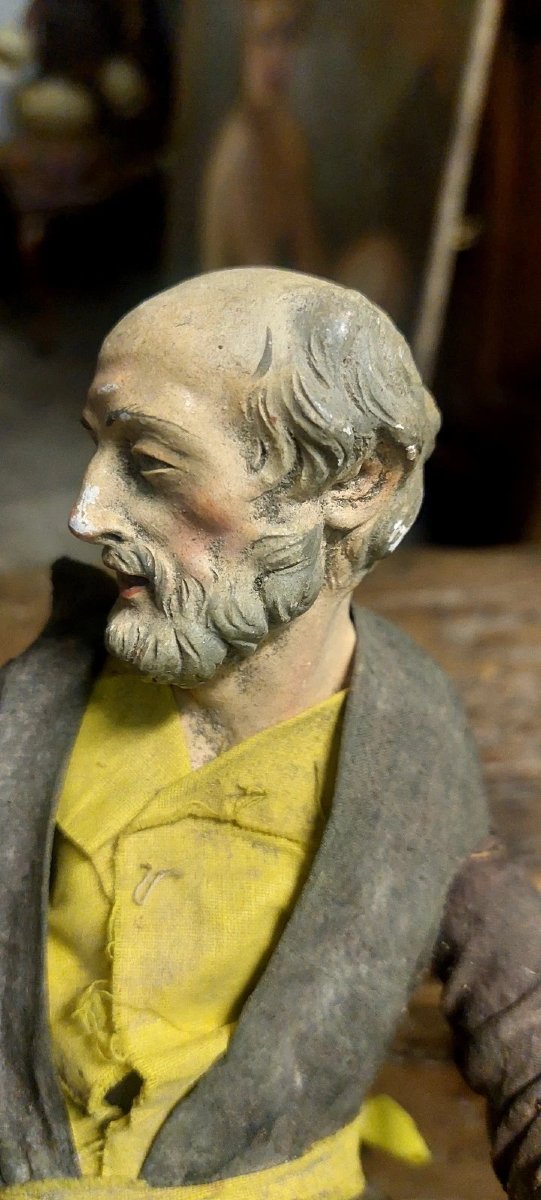 Scultura Terracotta Presepe Napoletano Occhi Vetro Antica XVIII- XIX secolo-photo-4