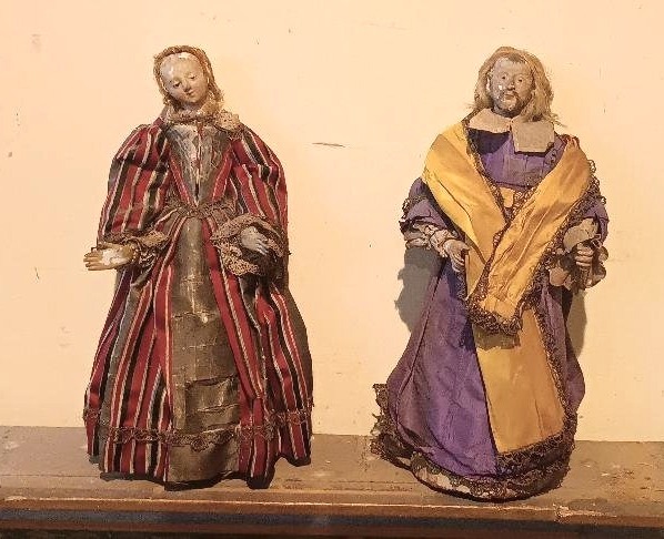 Antica coppia piccoli manichini XVIII secolo Italia