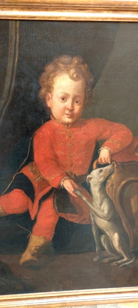 Dipinto olio su tela , ritratto di giovane nobile XVIII secolo-photo-2