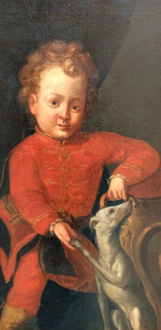 Dipinto olio su tela , ritratto di giovane nobile XVIII secolo-photo-3