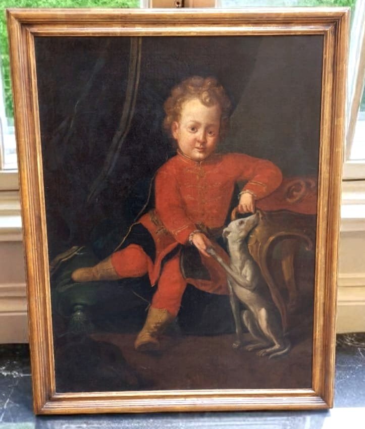 Dipinto olio su tela , ritratto di giovane nobile XVIII secolo-photo-3