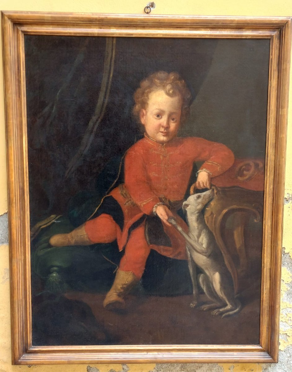 Dipinto olio su tela , ritratto di giovane nobile XVIII secolo-photo-5