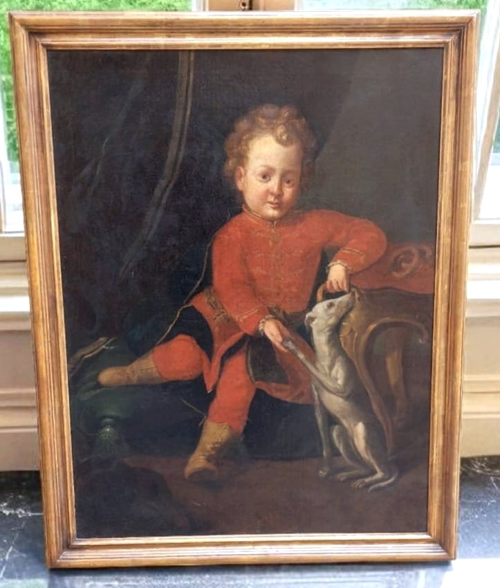Dipinto olio su tela , ritratto di giovane nobile XVIII secolo