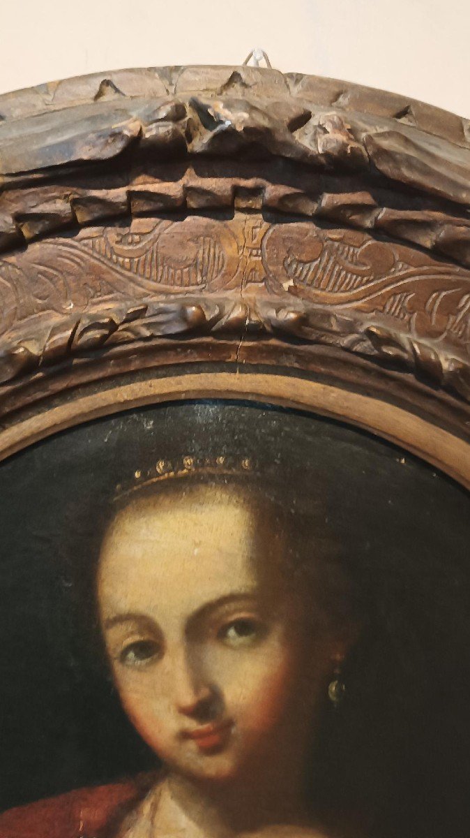 Antico dipinto olio su tela Salomè con la testa del Battista- XVIII secolo-photo-5