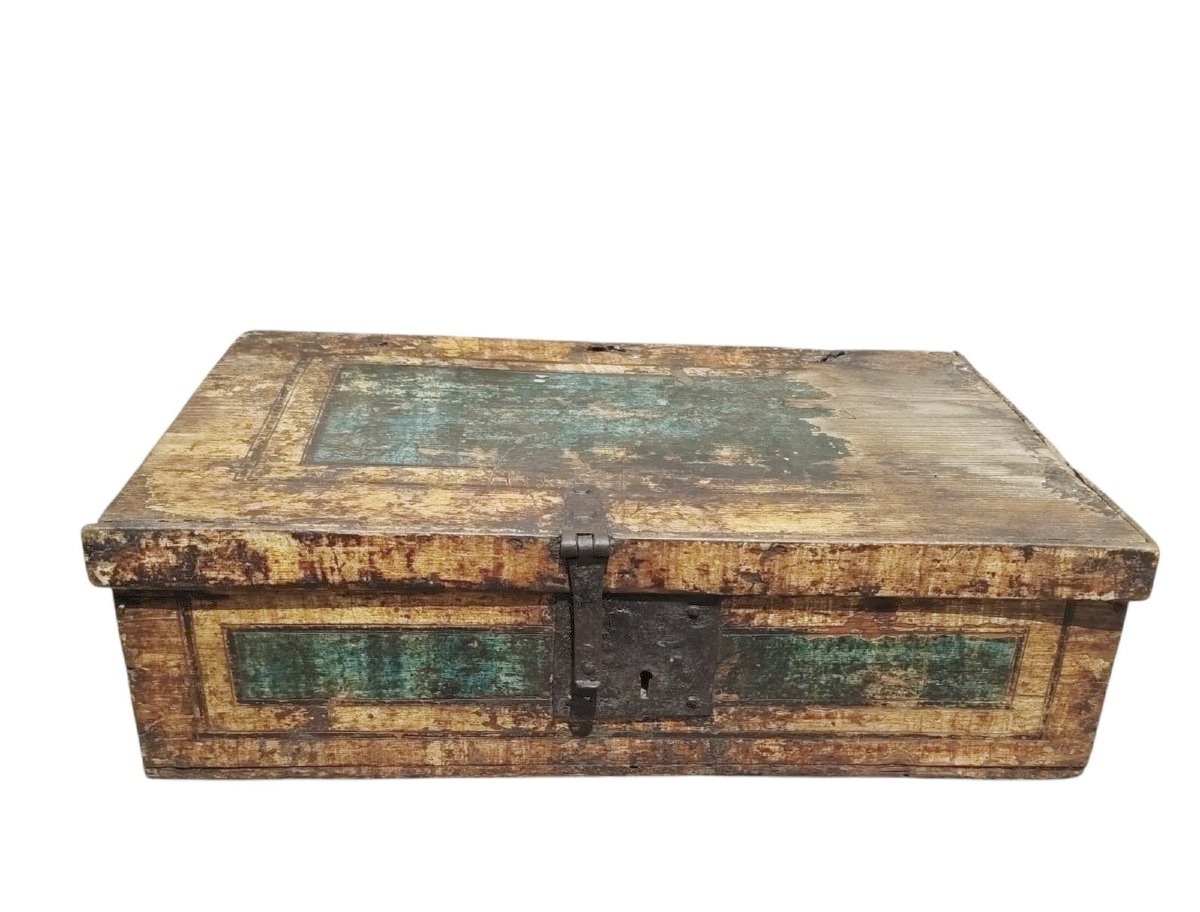 Antico Cofanetto Del XVIII Secolo Legno Laccato Toscana