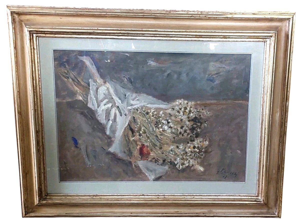 Giuseppe MANFREDI ( 1934 - 1987) DIPINTO OLIO NATURA MORTA FIORI 70 X 50