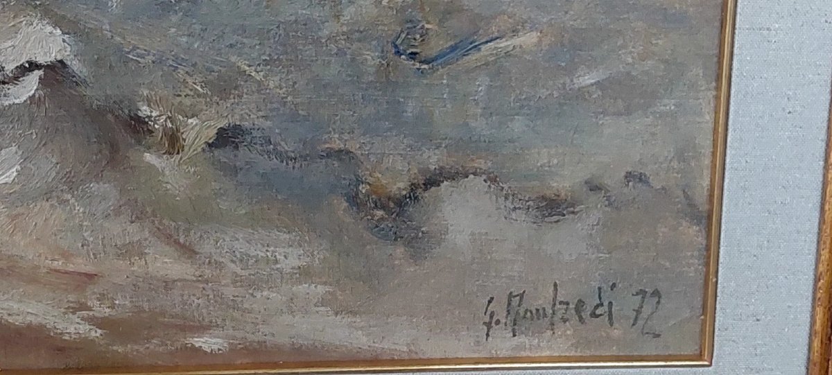 Giuseppe MANFREDI ( 1934 - 1987) MARINA DIPINTO OLIO CARTONE TELATO 70 X 50-photo-4