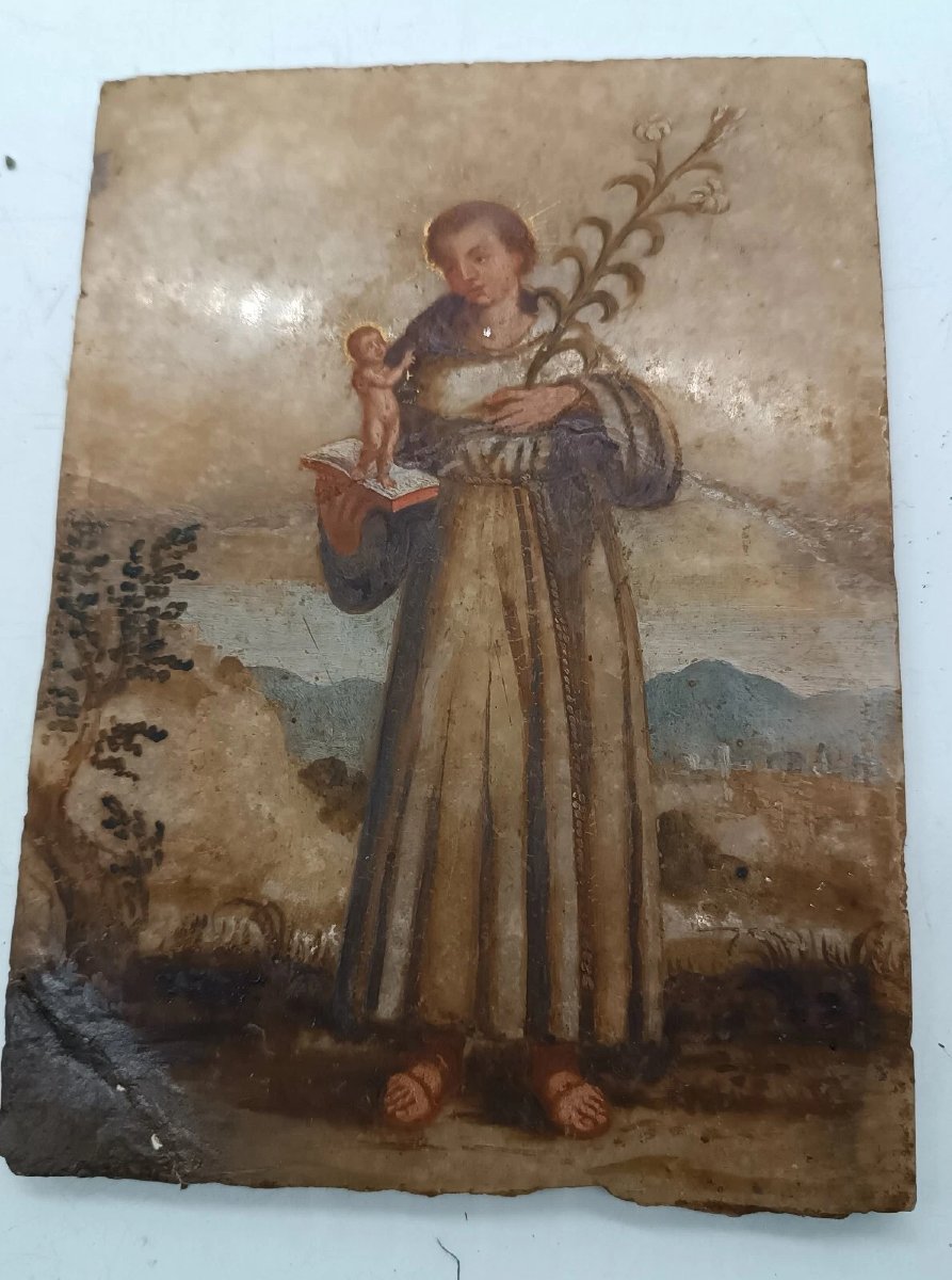 Antico Dipinto su alabastro XVIII secolo italia-photo-2