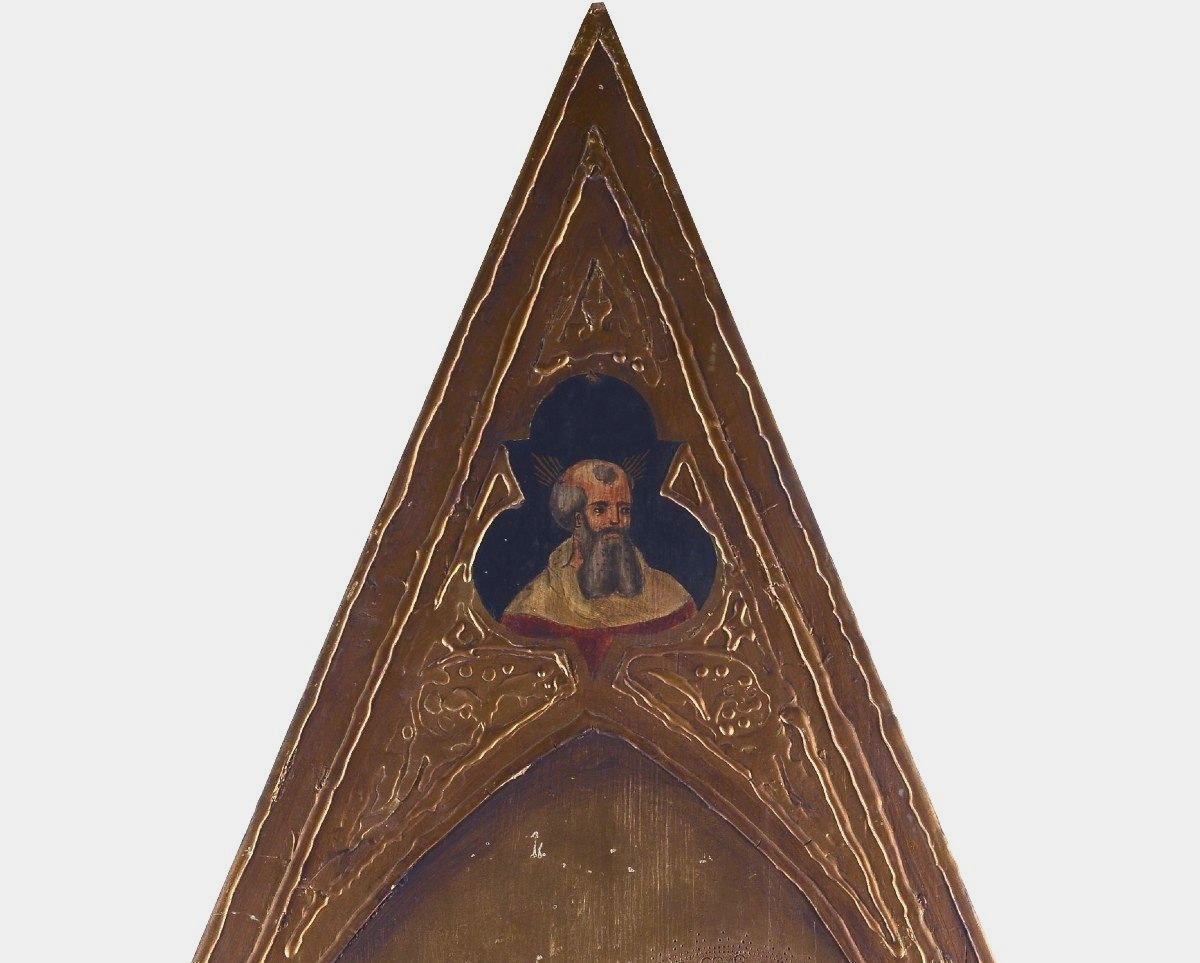  Antico dipinto a tempera su tavola con santi, epoca '800 h.133 cm-photo-2