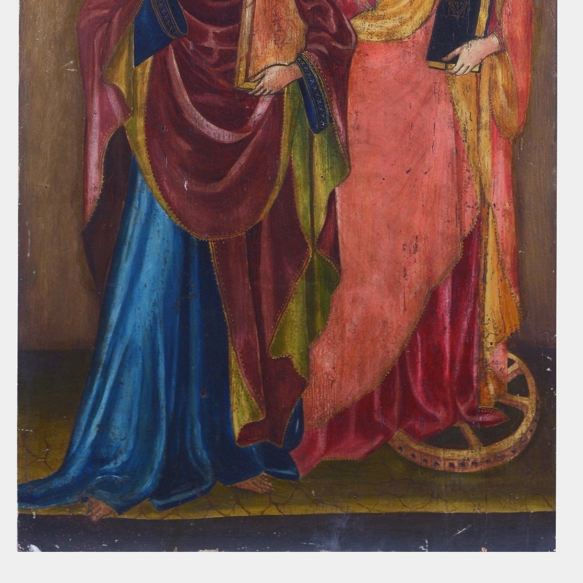  Antico dipinto a tempera su tavola con santi, epoca '800 h.133 cm-photo-3