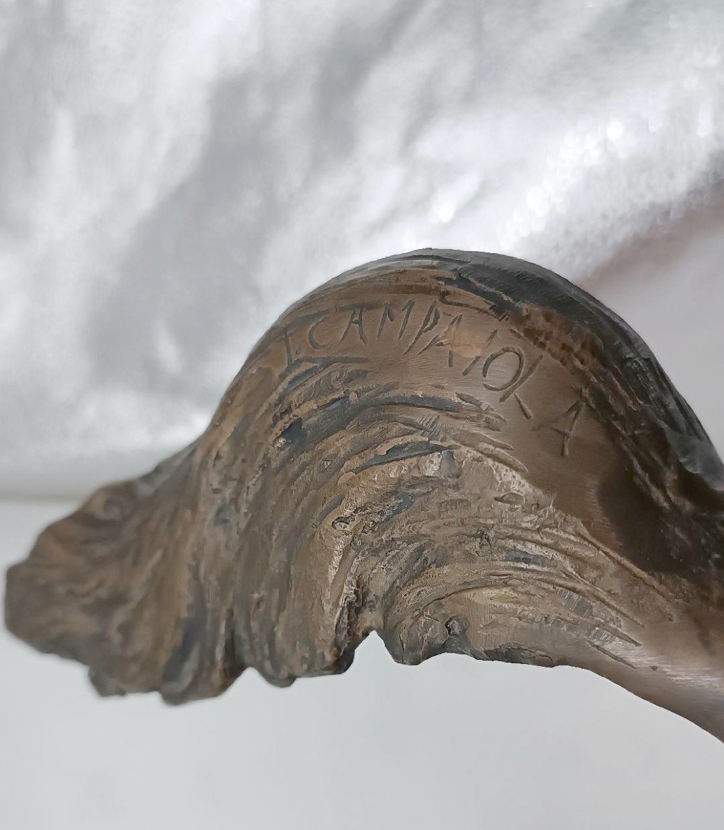 Grande scultura bronzo raffigurante indiano a cavallo -Tommaso Campajola (1890 - 1968)-photo-2