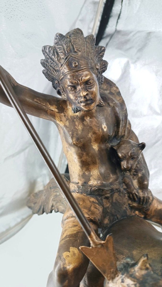 Grande scultura bronzo raffigurante indiano a cavallo -Tommaso Campajola (1890 - 1968)-photo-3
