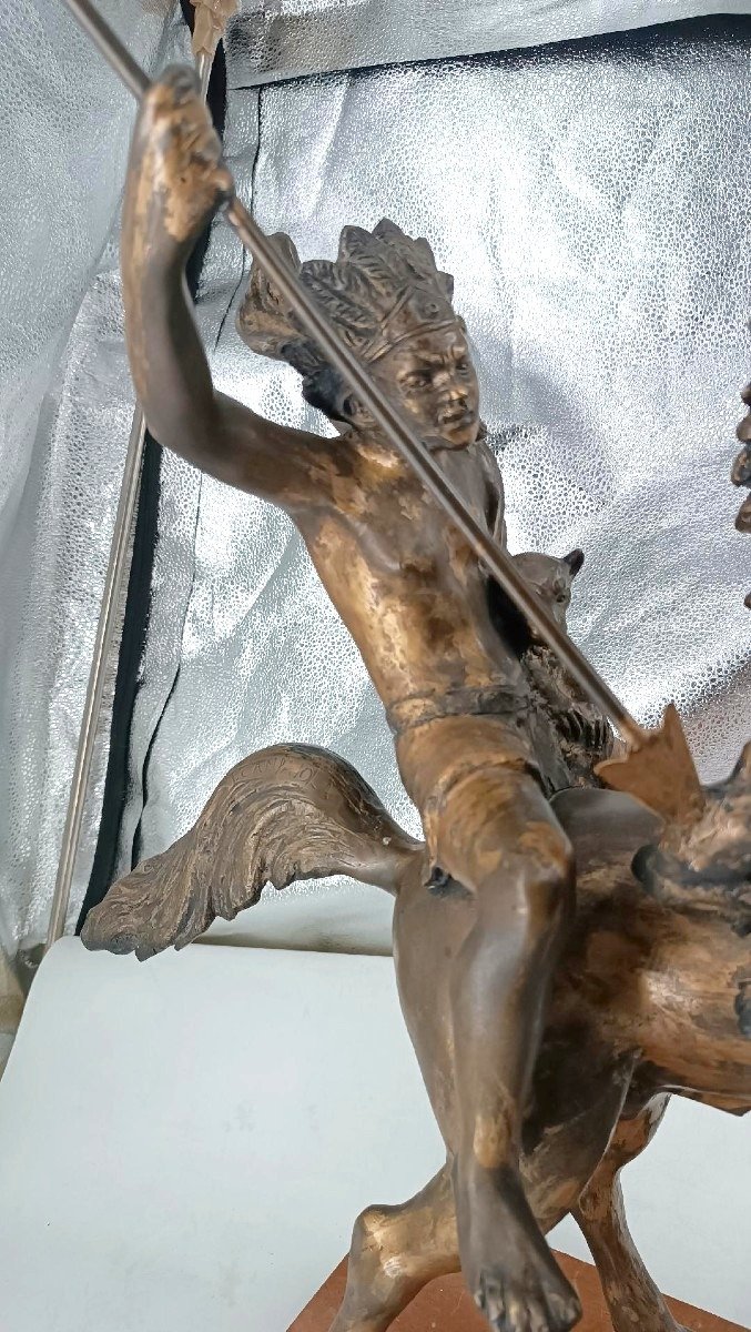 Grande scultura bronzo raffigurante indiano a cavallo -Tommaso Campajola (1890 - 1968)-photo-4