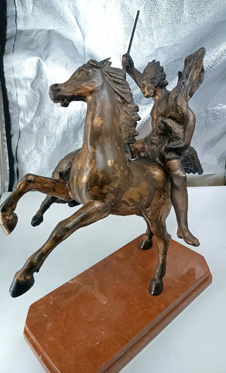 Grande scultura bronzo raffigurante indiano a cavallo -Tommaso Campajola (1890 - 1968)-photo-5