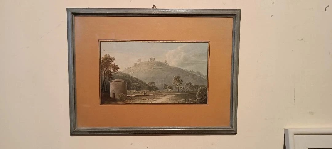 Antico acquerello su carta primi 800 - paesaggio-photo-3