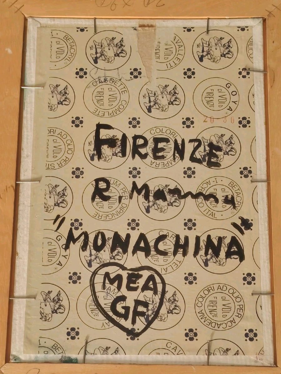 Dipinto Olio Cartone Telato Rodolfo Marma " Le Monachine " S.Spirito-photo-1