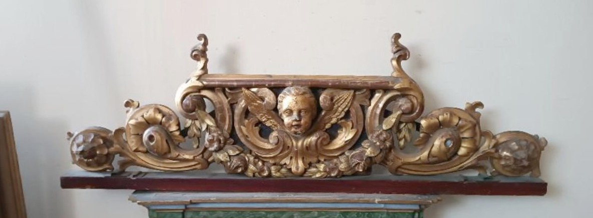 Grande antico fregio in legno dorato e intagliato xix secolo-photo-2